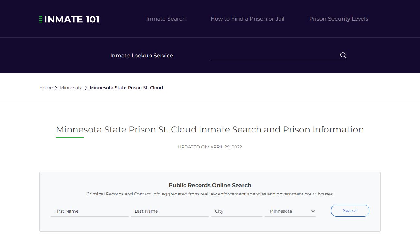 Minnesota State Prison St. Cloud Inmate Search, Visitation ...